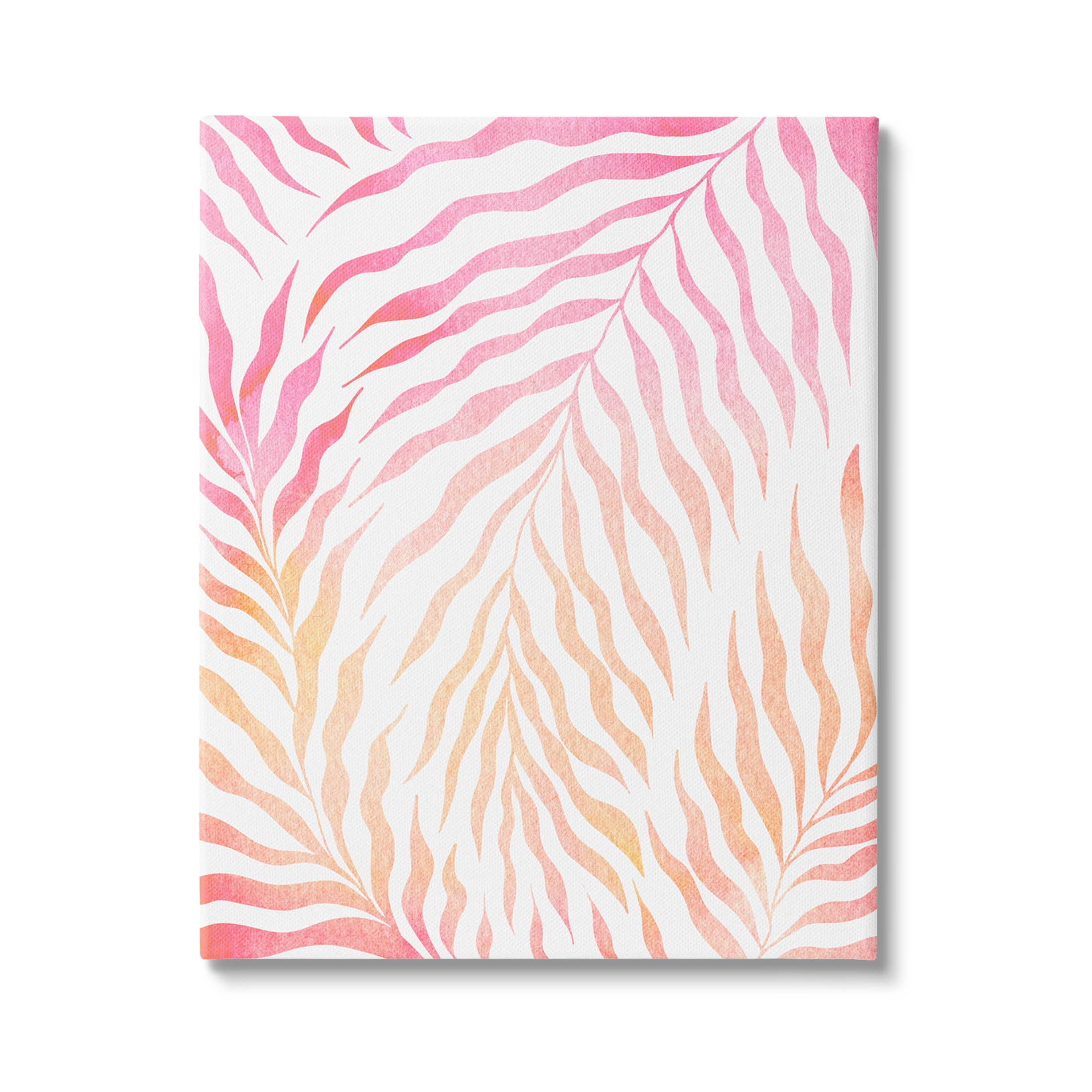 Vivid Pink Wavy Leaves Botanical & Floral Graphic Art Gallery Wrapped Canvas Print Wall Art