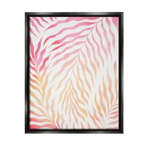 Vivid Pink Wavy Leaves Botanical & Floral Graphic Art Jet Black Framed Art Print Wall Art