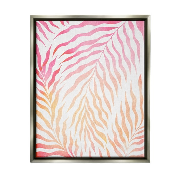 Vivid Pink Wavy Leaves Botanical & Floral Graphic Art Luster Gray Framed Art Print Wall Art