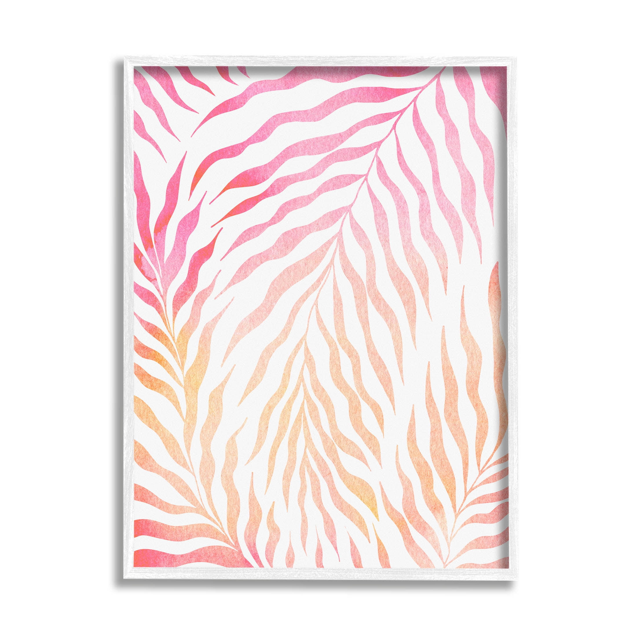 Vivid Pink Wavy Leaves Botanical & Floral Graphic Art White Framed Art Print Wall Art