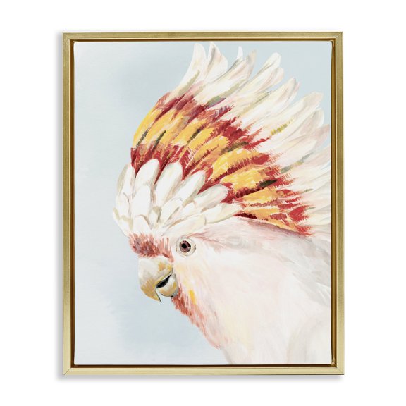 Stupell Industries Vivid Plumage Cockatoo Gold Framed Floater Canvas Wall Art, design by Hannah Dawson, 21 x 17