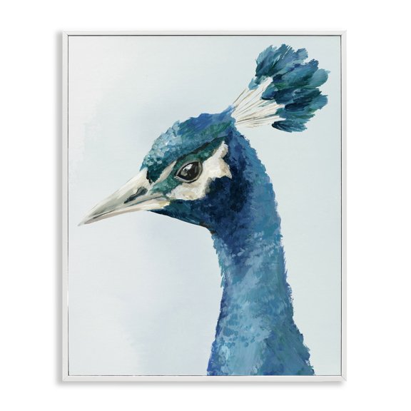 Stupell Industries Vivid Plumage Peacock White Framed Giclee Art, design by Hannah Dawson, 30 x 24