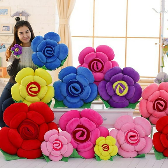Vivid Realistic Soft Touch Plushie - PP Cotton Filling Simulation Rose Flower Pillow Cushion Valentine Day Gift