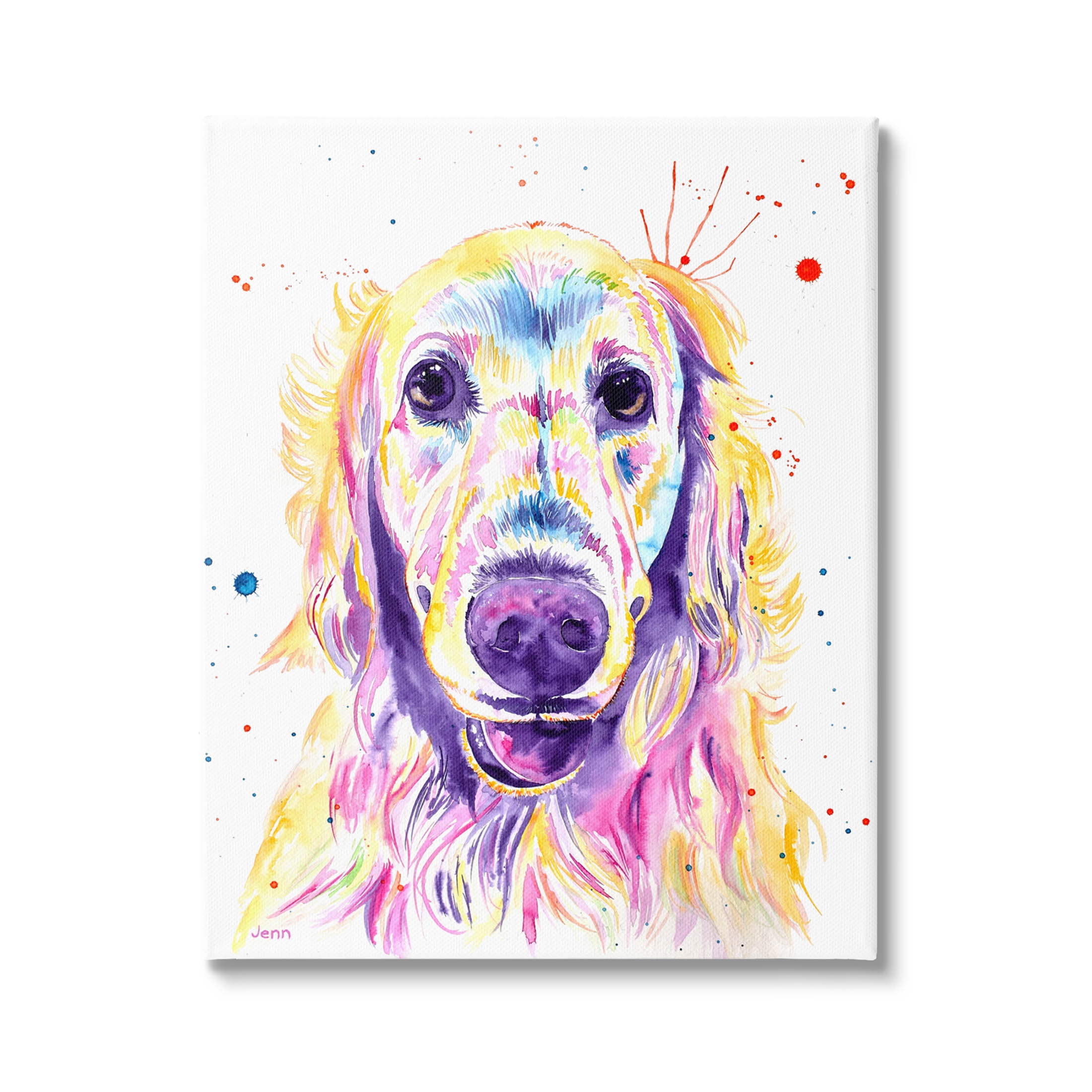Vivid Retriever Dog Pet Portrait Animals & Insects Graphic Art Gallery Wrapped Canvas Print Wall Art
