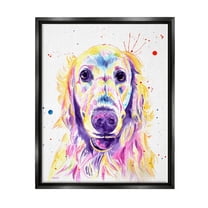 Vivid Retriever Dog Pet Portrait Animals & Insects Graphic Art Jet Black Framed Art Print Wall Art