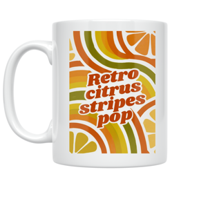Vivid Retro Citrus Stripes - Summer Enthusiast - 11 oz Ceramic Coffee Mug