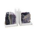 thumbnail image 1 of Benzara BM162603 Vivid Purple Marble Bookends with Agate - Set of 2, 1 of 2
