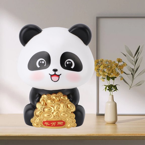 Vivid Solar Panda Statue, Attracts Wealth Fortune, Perfect For Office, Restaurant Car
