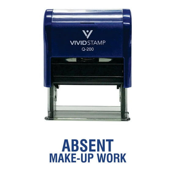 Vivid Stamp ABSENT Make-up Work Self Inking Rubber Stamp (Blue) - Medium