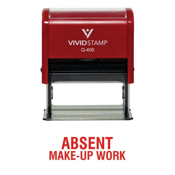 Vivid Stamp ABSENT Make-up Work Teacher Self Inking Rubber Stamp (Red Ink) - X-Large
