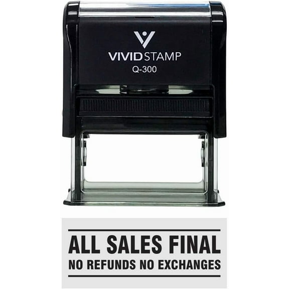 Vivid Stamp All Sales Final No Refunds No Exchanges Self Inking Rubber Stamp (Black Ink) - Large