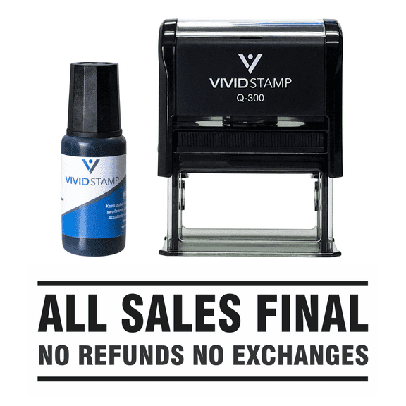 Vivid Stamp All Sales Final No Refunds Rubber Stamp with Refill (Black) Large