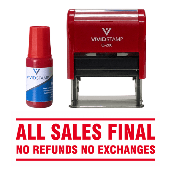 Vivid Stamp All Sales Final No Refunds Rubber Stamp with Refill (Red) - M