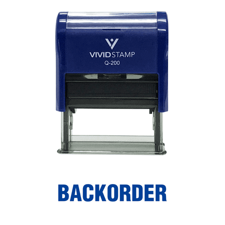 Vivid Stamp Backorder Self Inking Rubber Stamp (Blue Ink) - Medium