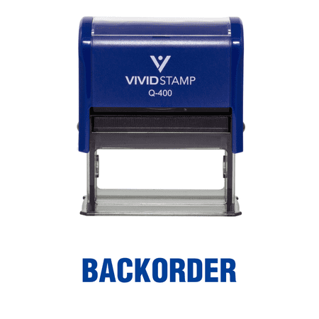 Vivid Stamp Backorder Self Inking Rubber Stamp (Blue Ink) - X-Large