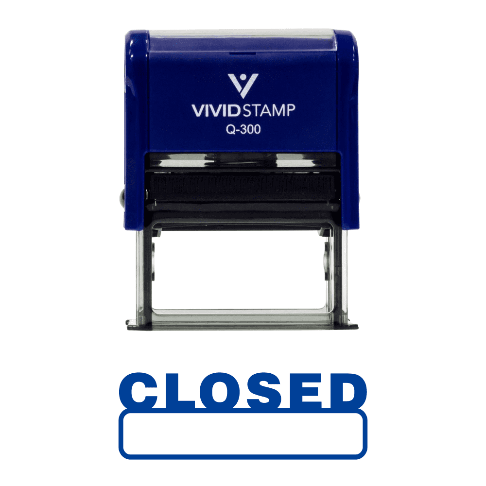 Vivid Stamp Basic Closed Self Inking Rubber Stamp (Blue Ink) - Large