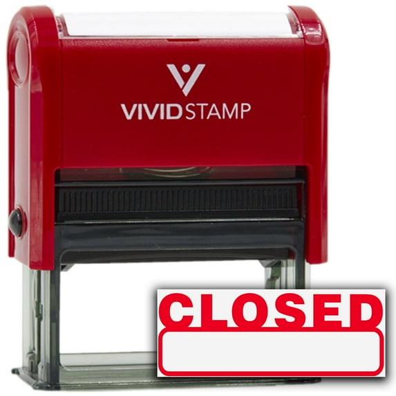Vivid Stamp Basic Closed Self Inking Rubber Stamp (Red Ink) - Medium