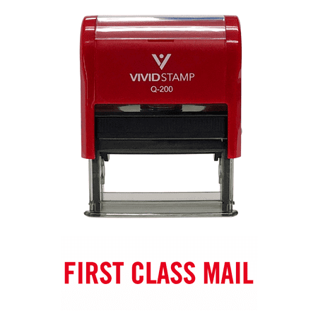Vivid Stamp Basic First Class Mail Self Inking Rubber Stamp (Red Ink) Medium