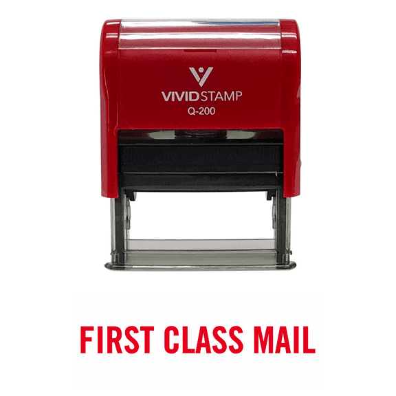 Vivid Stamp Basic First Class Mail Self Inking Rubber Stamp (Red Ink) Medium