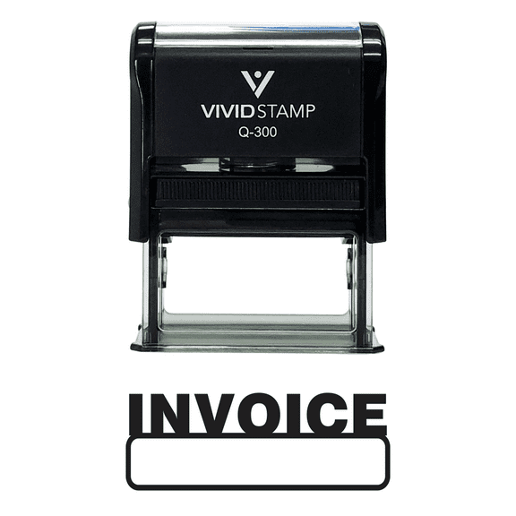 Vivid Stamp Basic Invoice Self Inking Rubber Stamp (Black Ink) - Large
