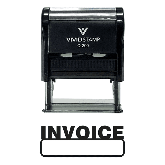 Vivid Stamp Basic Invoice Self Inking Rubber Stamp (Black Ink) - Medium