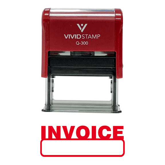 Vivid Stamp Basic Invoice Self Inking Rubber Stamp (Red Ink) - Large