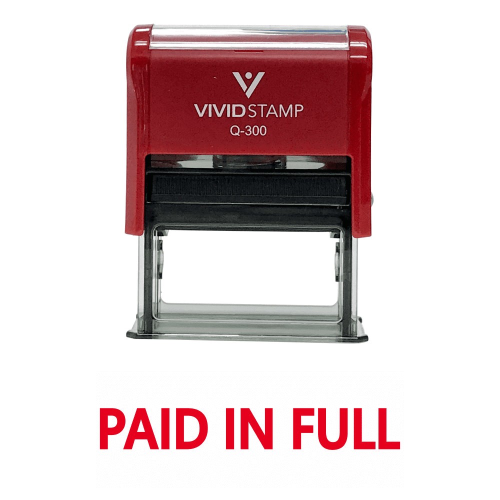 Vivid Stamp Basic PAID IN FULL Self Inking Rubber Stamp (Red Ink) - Large