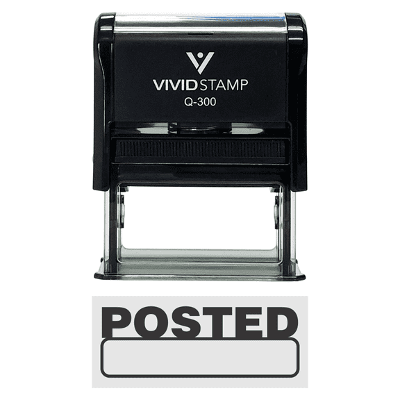 Vivid Stamp Basic Posted Self-Inking Office Rubber Stamp (Black) - Large