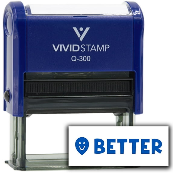 Vivid Stamp Better Self Inking Rubber Stamp (Blue Ink) - Q-300
