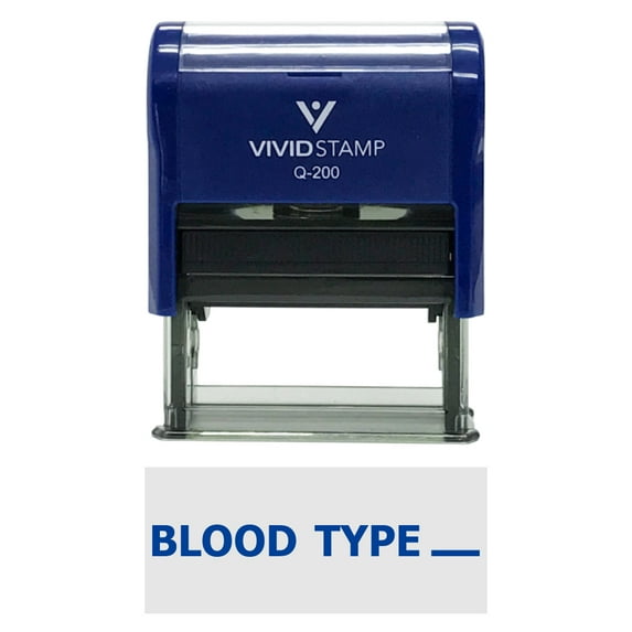 Vivid Stamp Blood Type (space) Medical Self-Inking Rubber Stamps (Blue Ink) - Q-200