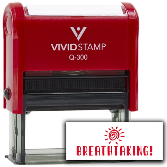 Vivid Stamp Breathtaking! Self Inking Rubber Stamp (Red Ink) - Q-300