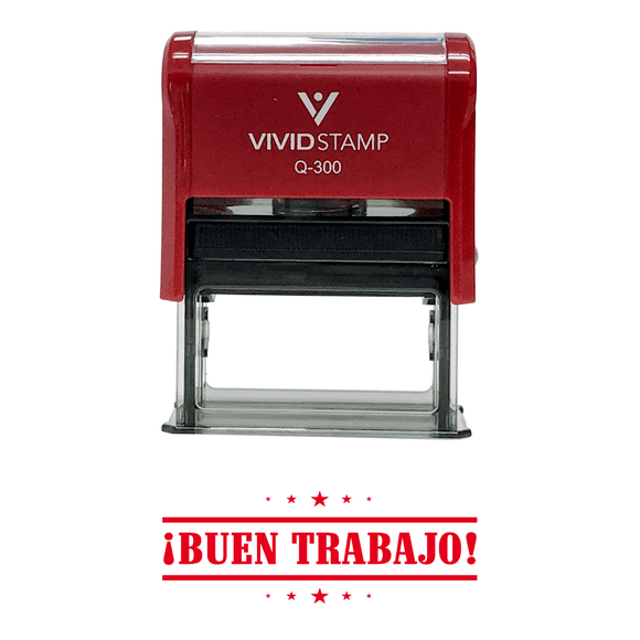 Vivid Stamp Buen Trabajo Spanish Teacher Self Inking Rubber Stamp (Red Ink) - Large