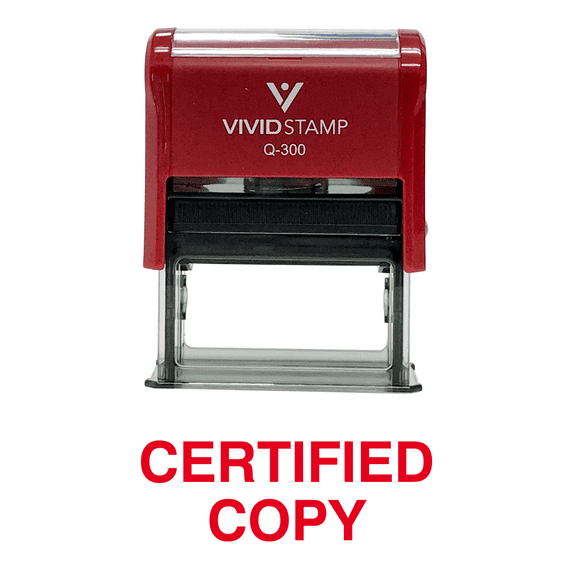 Vivid Stamp CERTIFIED COPY Self Inking Rubber Stamp (Red Ink) - Large