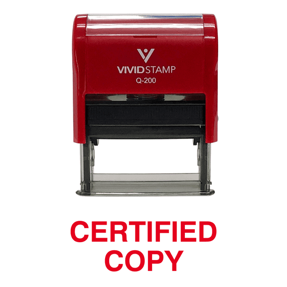 Vivid Stamp CERTIFIED COPY Self Inking Rubber Stamp (Red Ink) - Medium