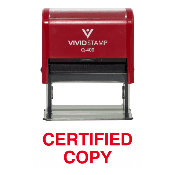 Vivid Stamp CERTIFIED COPY Self Inking Rubber Stamp (Red Ink) - X-Large