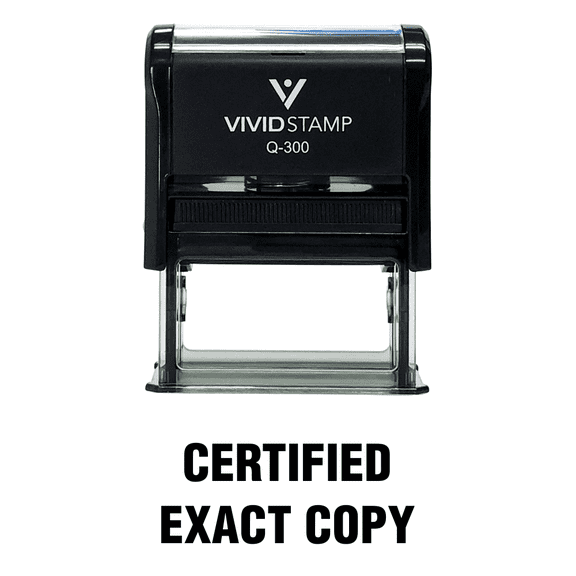 Vivid Stamp CERTIFIED EXACT COPY Self Inking Rubber Stamp (Black Ink) - Large