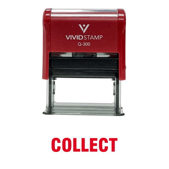 Vivid Stamp COLLECT Self Inking Rubber Stamp (Red Ink) - Large