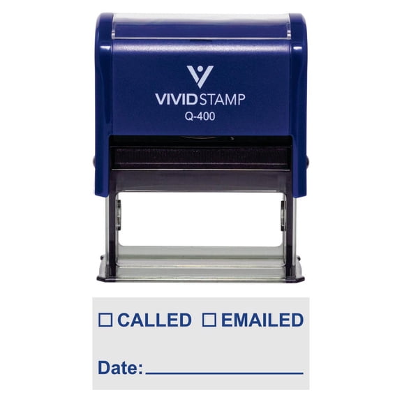 Vivid Stamp Called Emailed With Date Line Self-Inking Office Rubber Stamp (Blue) - X-Large