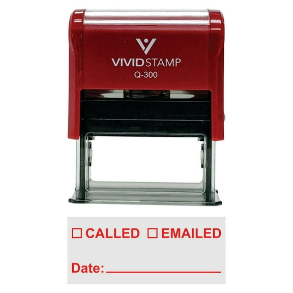 Vivid Stamp Called Emailed With Date Line Self-Inking Office Rubber Stamp (Red) - Large