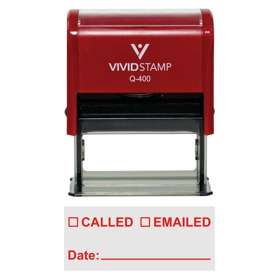 Vivid Stamp Called Emailed With Date Line Self-Inking Office Rubber Stamp (Red) - X-Large