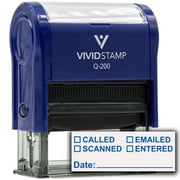 Vivid Stamp:  Called  Scanned  Emailed With Date Line Self-Inking Office Rubber Stamp(Blue Ink) - Q-200