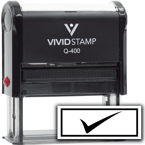 Vivid Stamp Check Self Inking Rubber Stamp (Black Ink) - Q-400