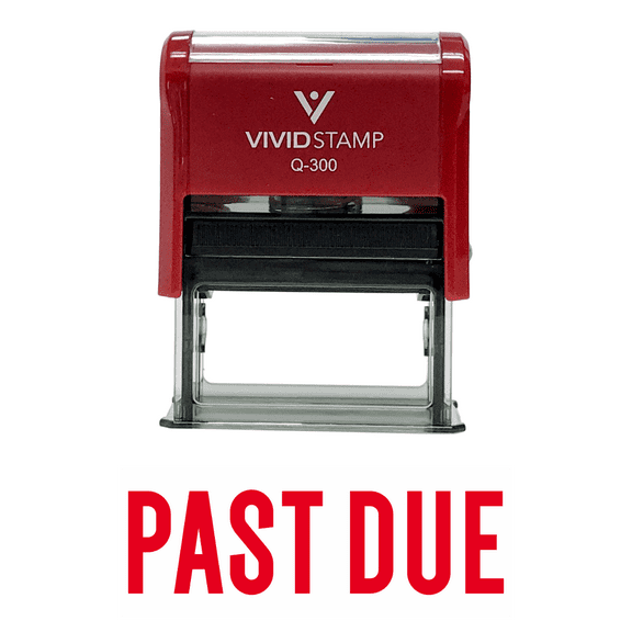 Vivid Stamp Classic "PAST DUE" Self Inking Rubber Stamp (Red Ink) - Large