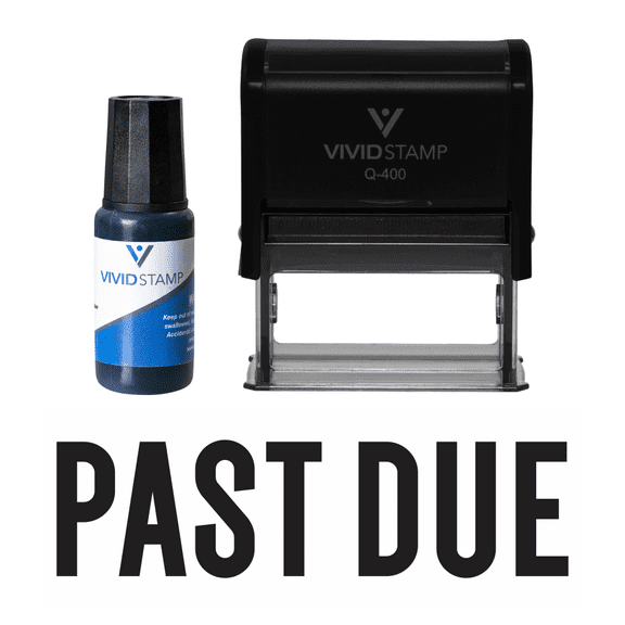 Vivid Stamp Classic Past Due Rubber Stamp Combo With Refill (Black) - X-Large
