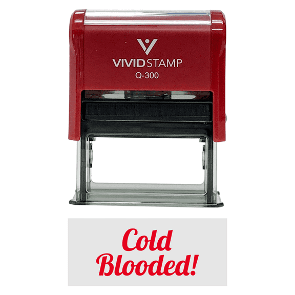 Vivid Stamp Cold Blooded! Icon Self Inking Rubber Stamp (Red Ink) Large