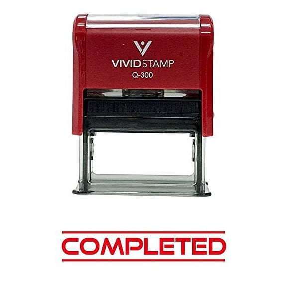 Vivid Stamp Completed Office Self-Inking Office Rubber Stamp (Red) - L