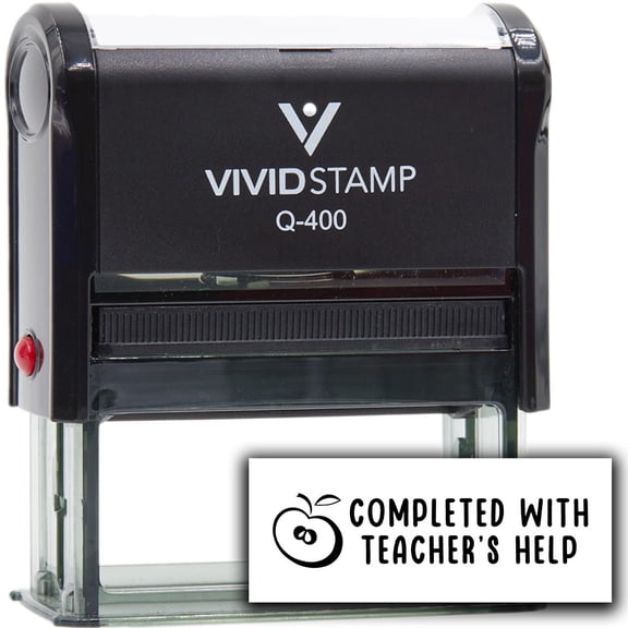 Vivid Stamp Completed with Teacher's Help Stamps For Grading Self-Inking Rubber Stamps (Blank Ink) - Q-400