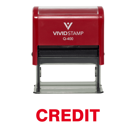 Vivid Stamp Credit Self Inking Rubber Stamp (Red Ink) - X-Large