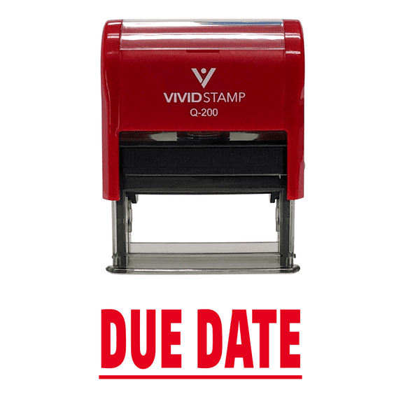 Vivid Stamp DUE DATE Self Inking Rubber Stamp (Red Ink) - Medium