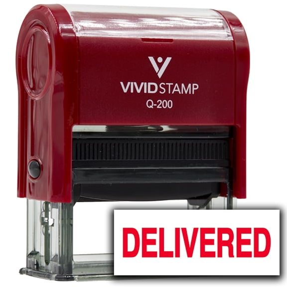 Vivid Stamp Delivered Self Inking Rubber Stamp (Red Ink) - Q-200